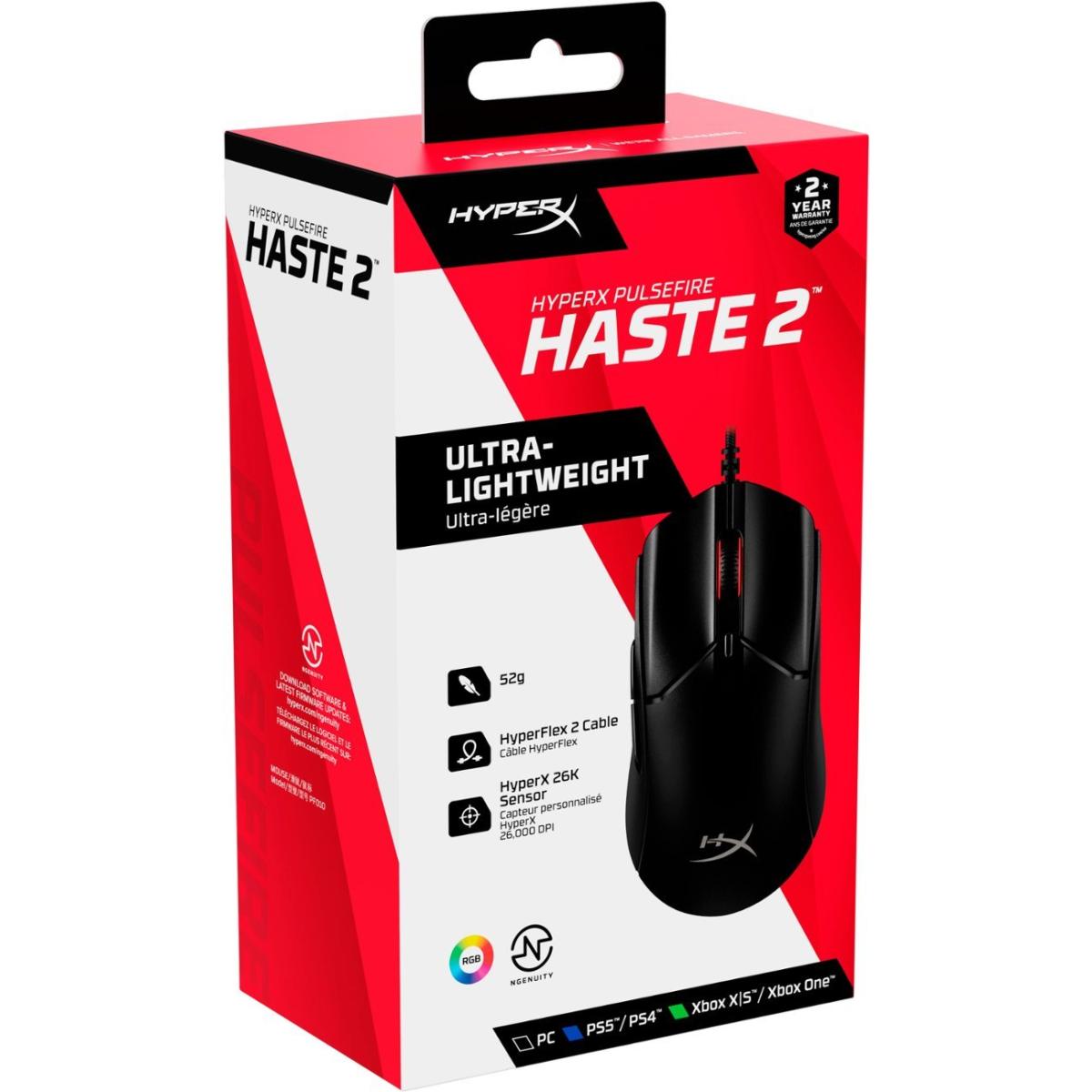 HyperX Pulsefire Haste 2 Wired Up to 26000 DPI, Exceptional 8000Hz Polling Rate Gaming Mouse HyperX Pulsefire Haste 2 Wired Up to 26000 DPI, Exceptional 8000Hz Polling Rate Gaming Mouse